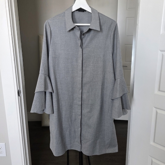 Alice + Olivia Gray Button Up Shirt Dress Size L - Picture 2 of 8